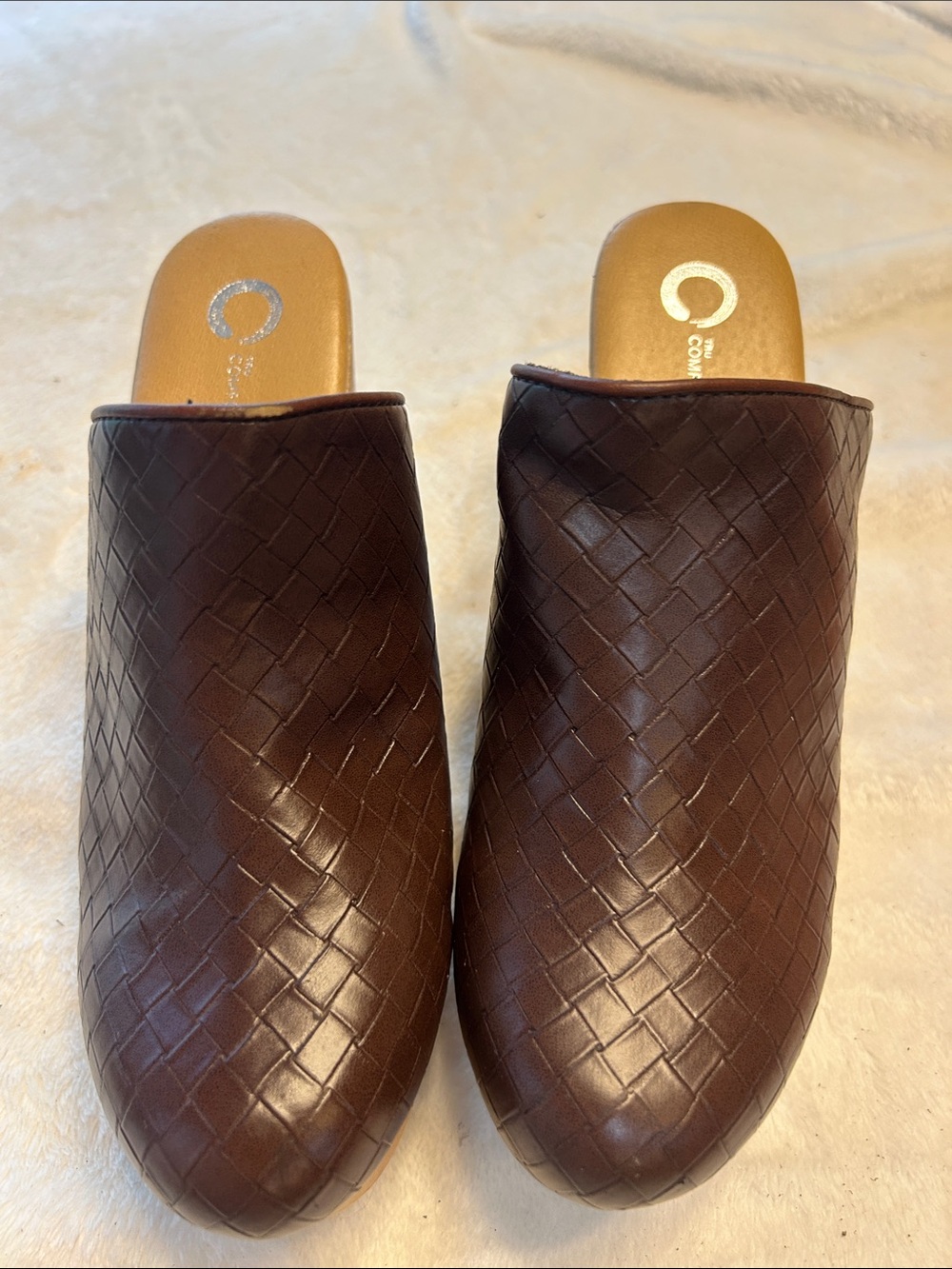 Tru comfort fit Brown Woven Slip-On Mules